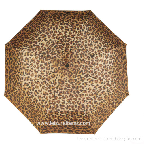 Auto Open Umbrella with Leopard Design